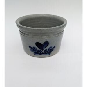 David Eldreth Salt Glazed Stoneware Pottery Heart Crock Nottingham PA Vintage